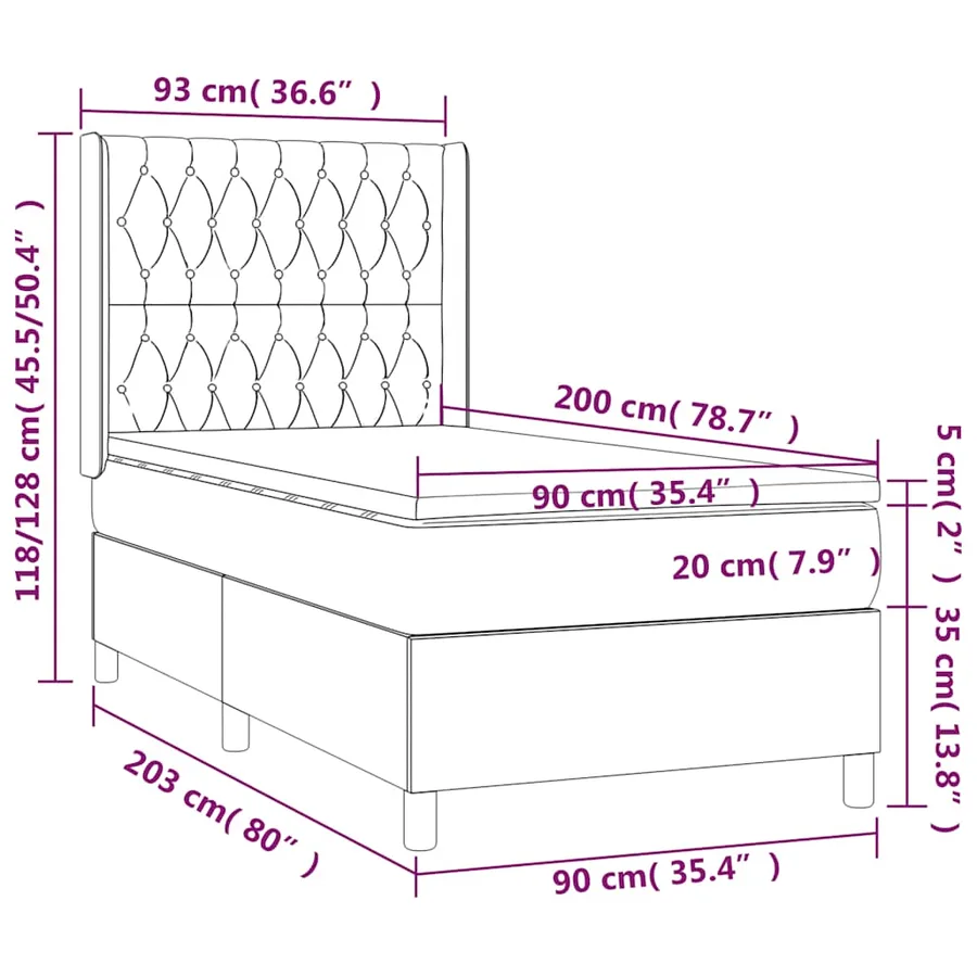 Sommier à lattes de lit avec matelas Vert foncé 90x200 cm - 8