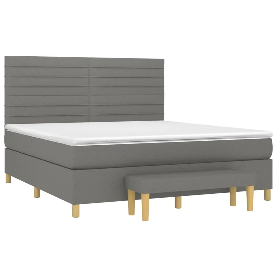Sommier à lattes de lit avec matelas Gris foncé 180x200cm Tissu - 3