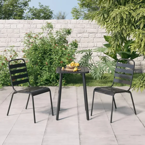 Ensemble à manger de jardin 3 pcs anthracite acier