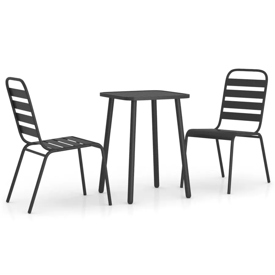 Ensemble à manger de jardin 3 pcs anthracite acier - 2