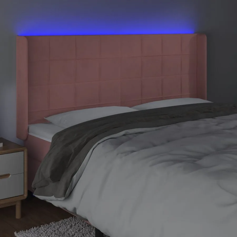 Tête de lit à LED Rose 163x16x118/128 cm Velours - 4