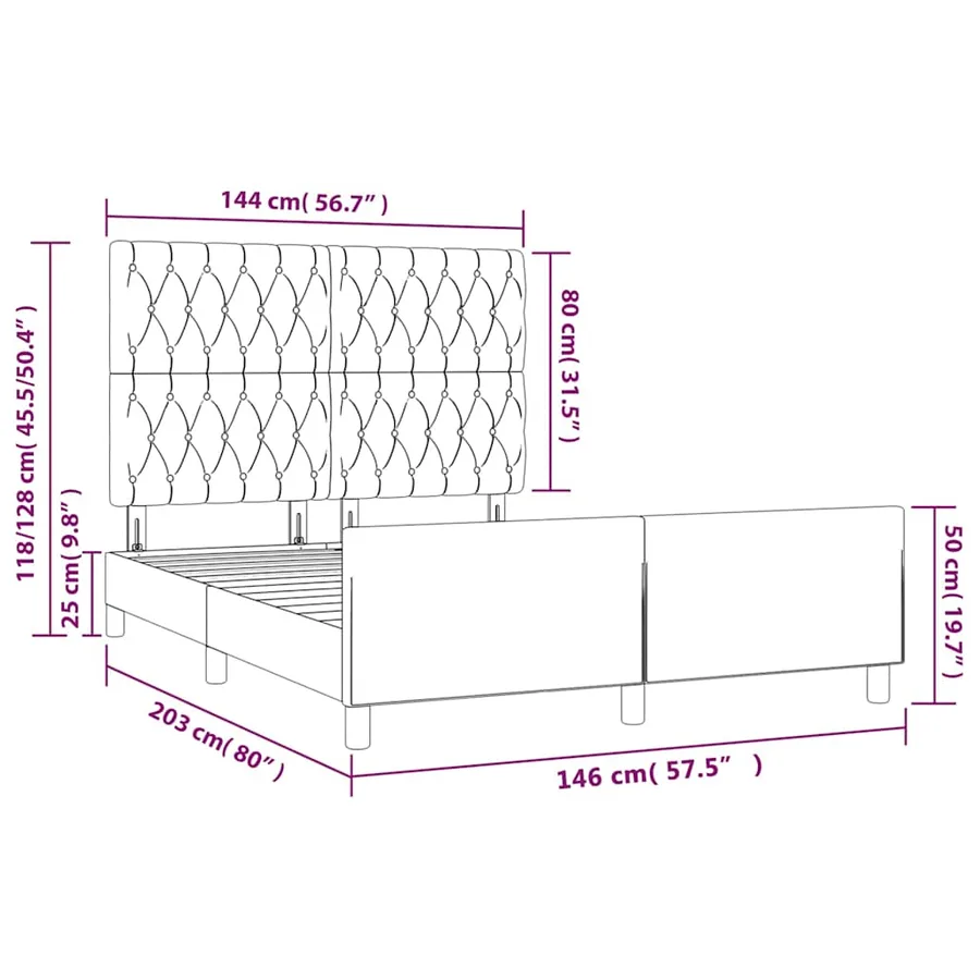 Cadre de lit sans matelas vert foncé 140x200 cm velours - 12
