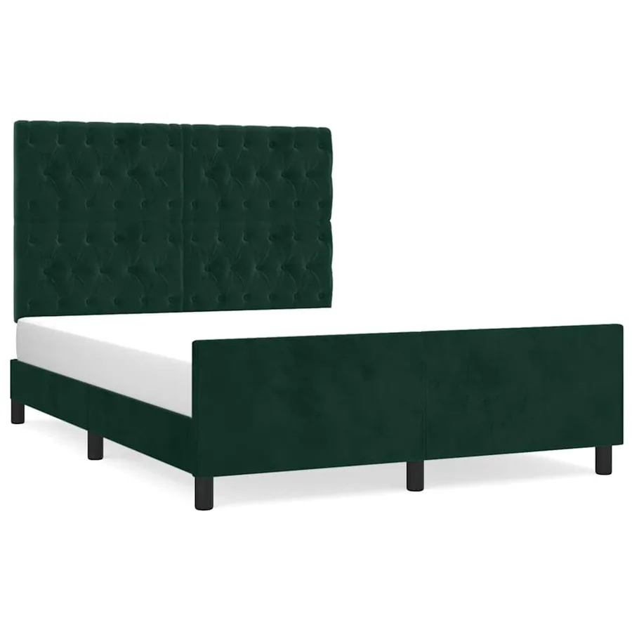 Cadre de lit sans matelas vert foncé 140x200 cm velours - 2