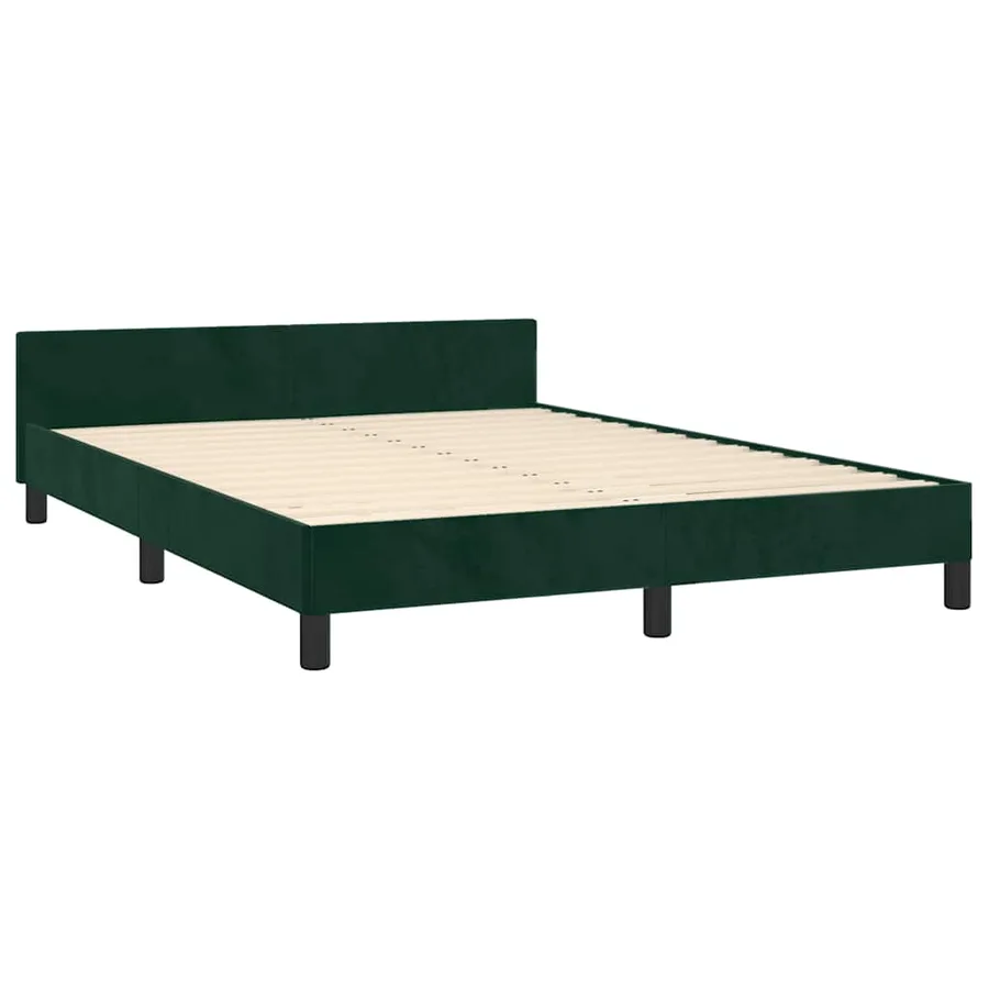 Cadre de lit sans matelas vert foncé 140x200 cm velours - 5
