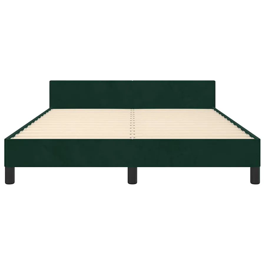 Cadre de lit sans matelas vert foncé 140x200 cm velours - 6