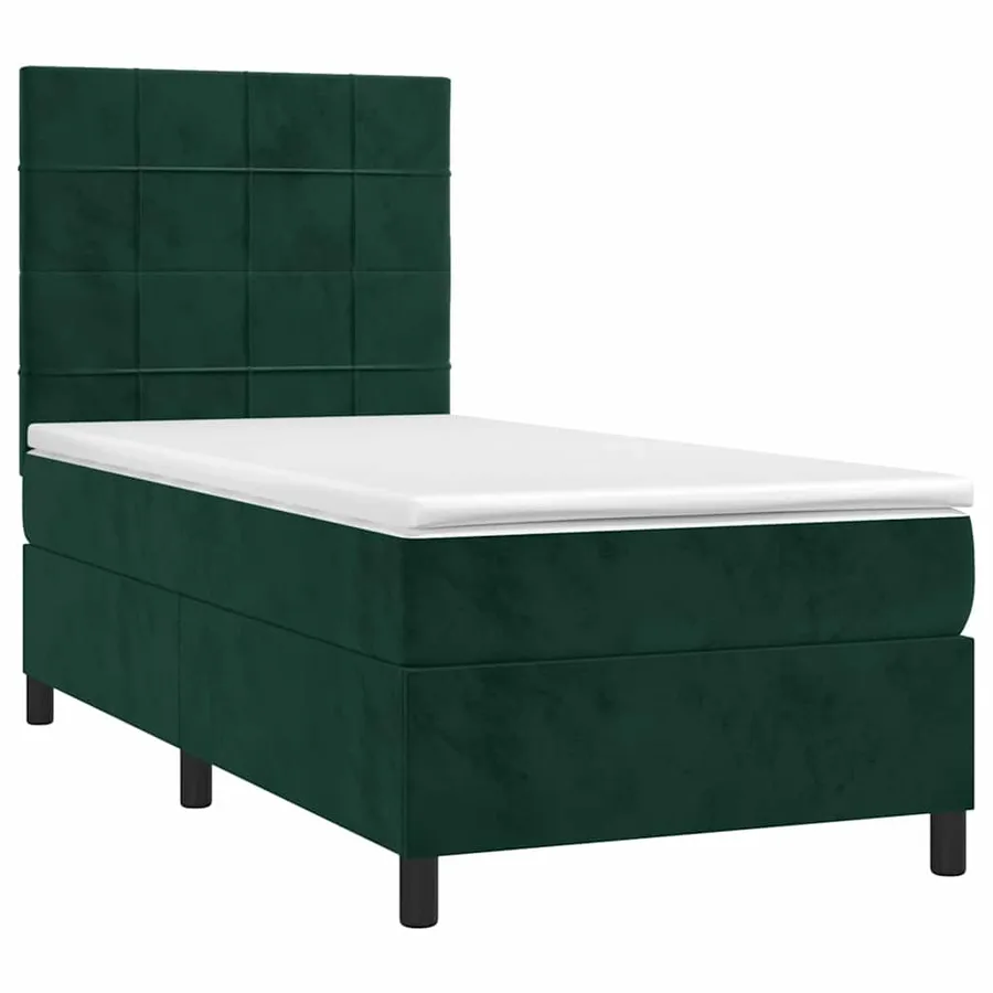 Sommier à lattes de lit et matelas et LED Vert foncé 90x190 cm - 3