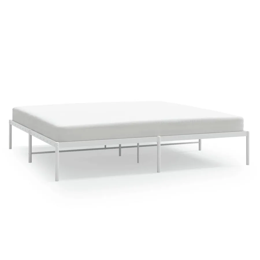 Cadre de lit métal sans matelas blanc 180x200 cm - 2