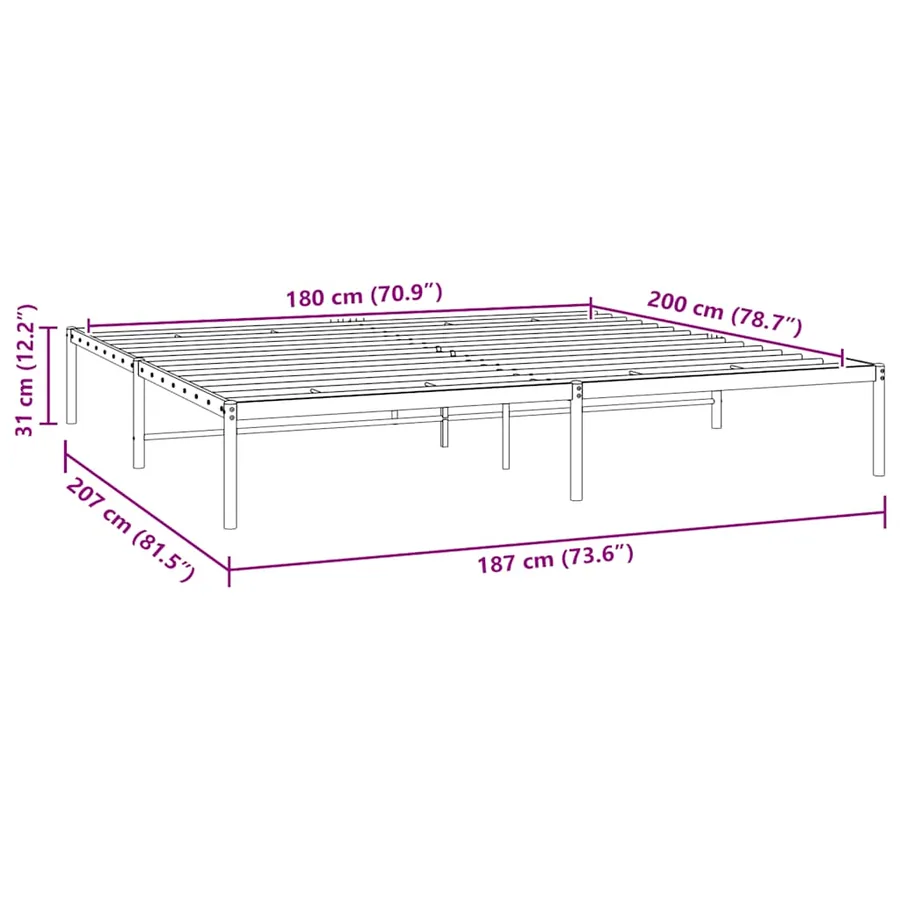 Cadre de lit métal sans matelas blanc 180x200 cm - 8