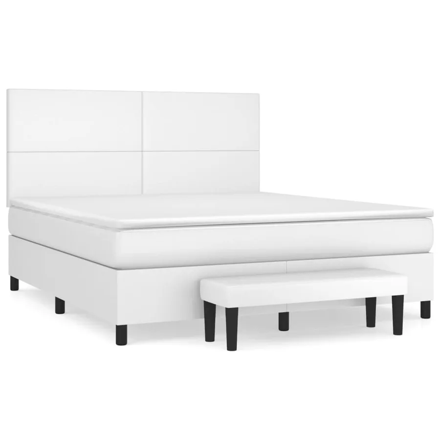 Sommier à lattes de lit avec matelas Blanc 160x200cm Similicuir - 2