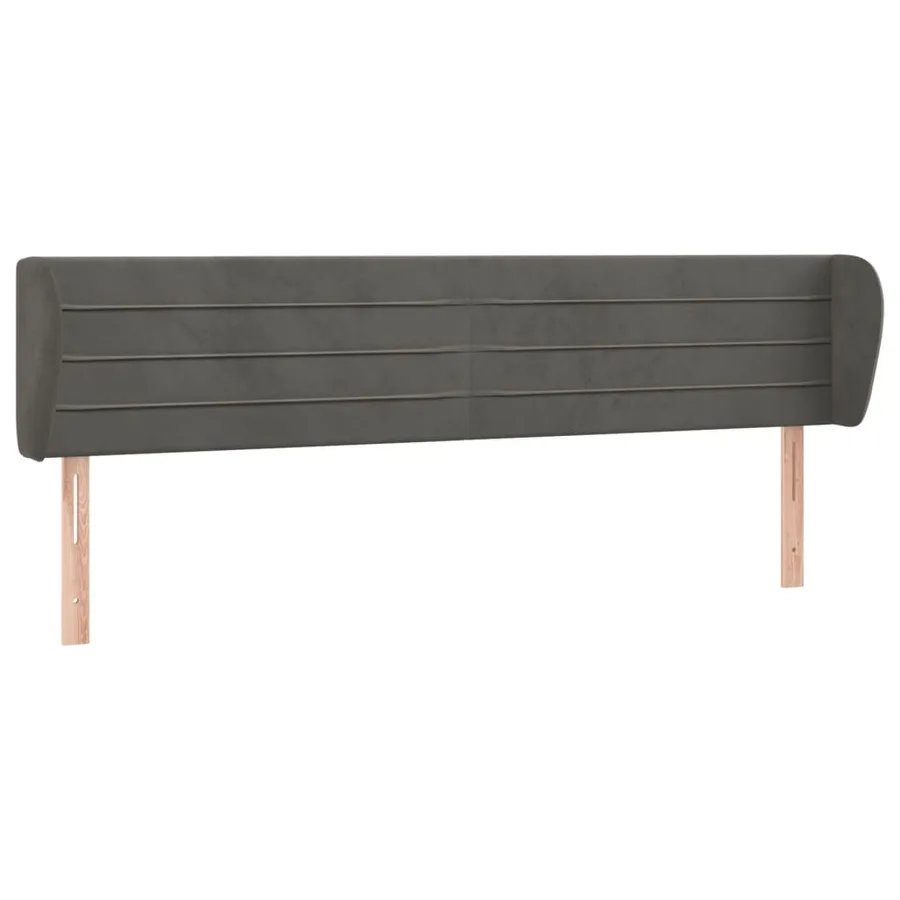 Tête de lit avec oreilles Gris foncé 163x23x78/88 cm Velours - 2