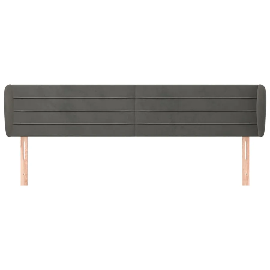 Tête de lit avec oreilles Gris foncé 163x23x78/88 cm Velours - 3
