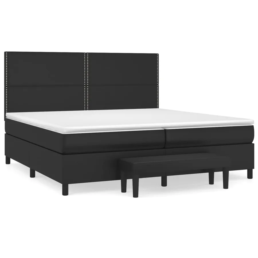 Sommier à lattes de lit avec matelas Noir 200x200 cm Similicuir - 2