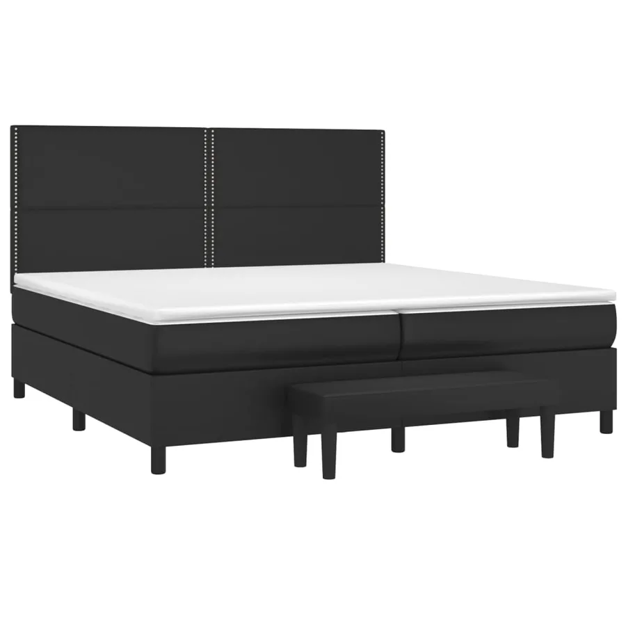 Sommier à lattes de lit avec matelas Noir 200x200 cm Similicuir - 3