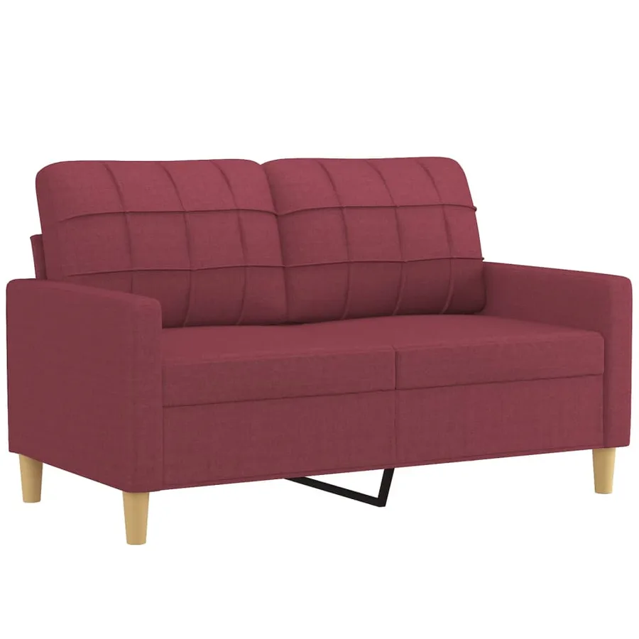 Ensemble de canapés 3 pcs avec coussins rouge bordeaux tissu - 3