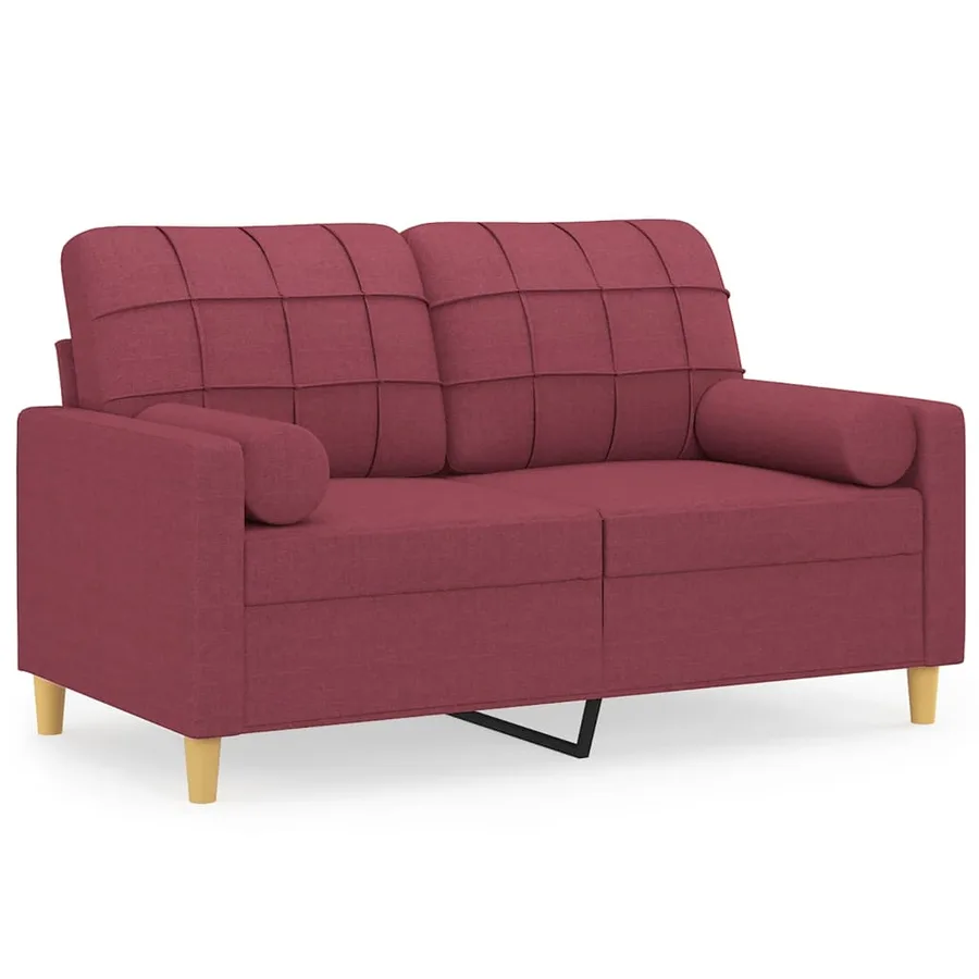 Canapé 2 places avec oreillers bordeaux 120 cm tissu - 2
