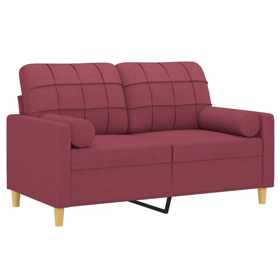 Canapé 2 places avec oreillers bordeaux 120 cm tissu - 3