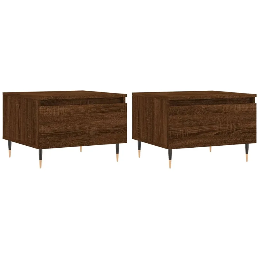 Tables basses 2 pcs chêne marron 50x46x35 cm bois d'ingénierie - 2