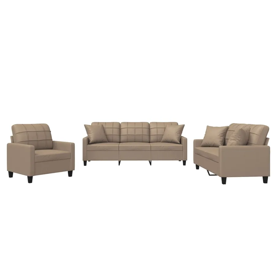 Ensemble de canapés 3 pcs avec coussins cappuccino similicuir - 2