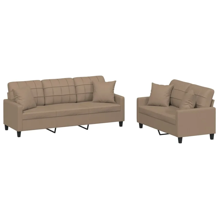 Ensemble de canapés 2 pcs avec coussins cappuccino similicuir - 2