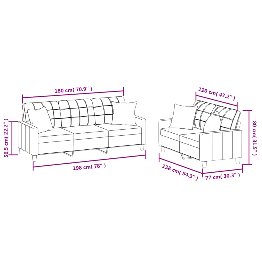 Ensemble de canapés 2 pcs avec coussins cappuccino similicuir - 9