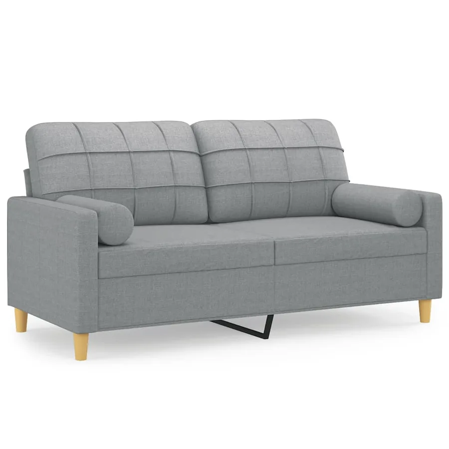 Canapé 2 places avec oreillers gris clair 140 cm tissu - 2