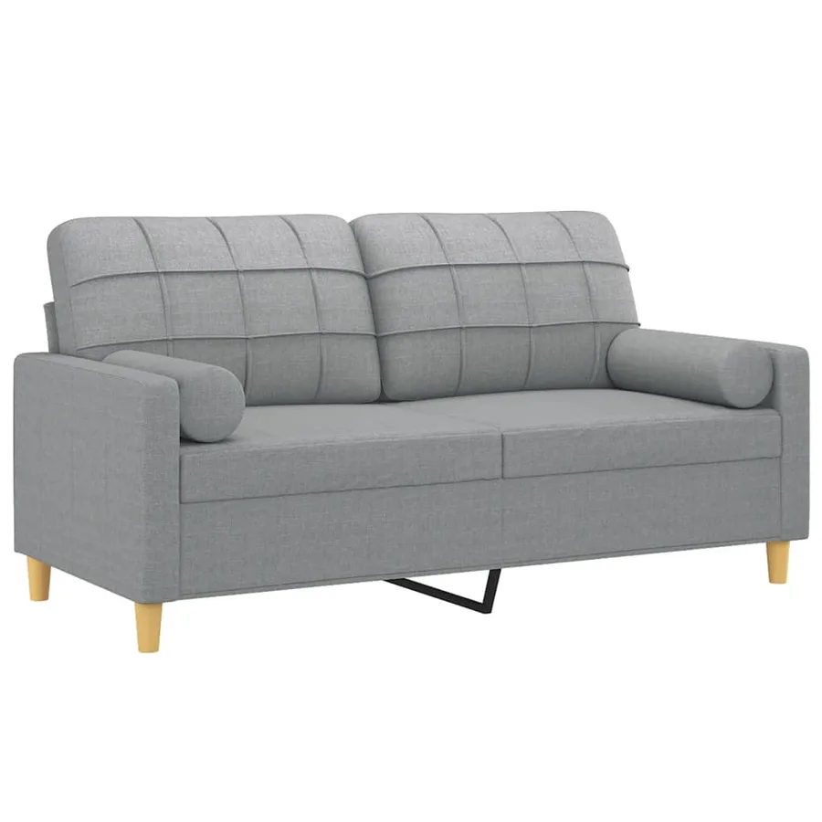 Canapé 2 places avec oreillers gris clair 140 cm tissu - 3