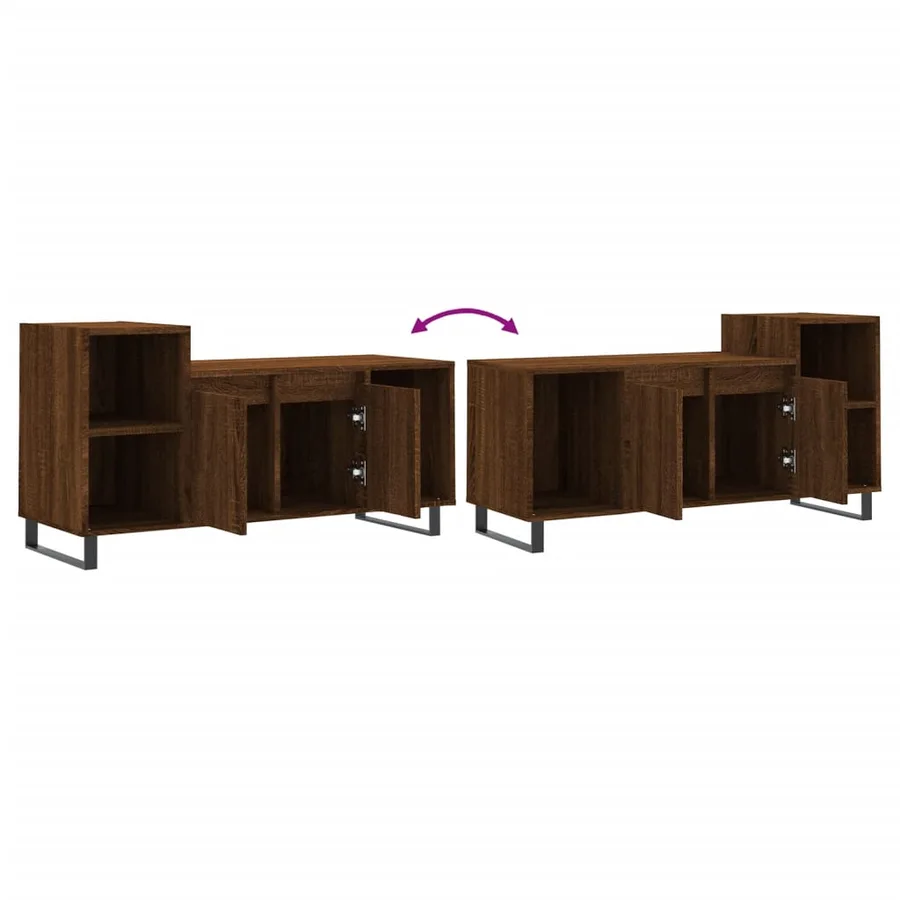 Meuble TV Chêne marron 100x35x55 cm Bois d'ingénierie - 9