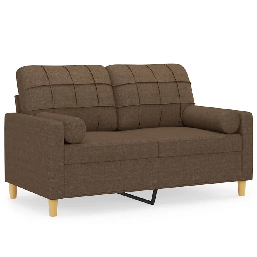 Canapé 2 places avec oreillers décoratifs marron 120 cm tissu - 2