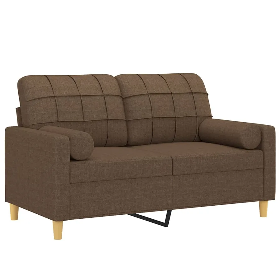 Canapé 2 places avec oreillers décoratifs marron 120 cm tissu - 3