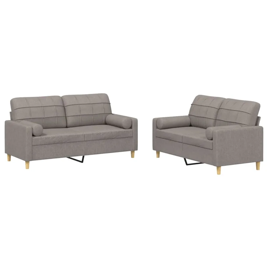 Ensemble de canapés 2 pcs avec coussins taupe tissu - 2