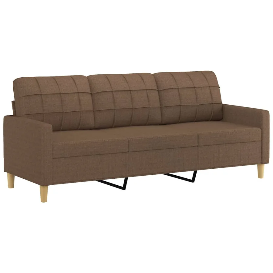Ensemble de canapés 3 pcs avec coussins marron tissu - 4