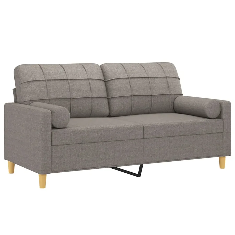 Canapé 2 places avec oreillers décoratifs taupe 140 cm tissu - 3