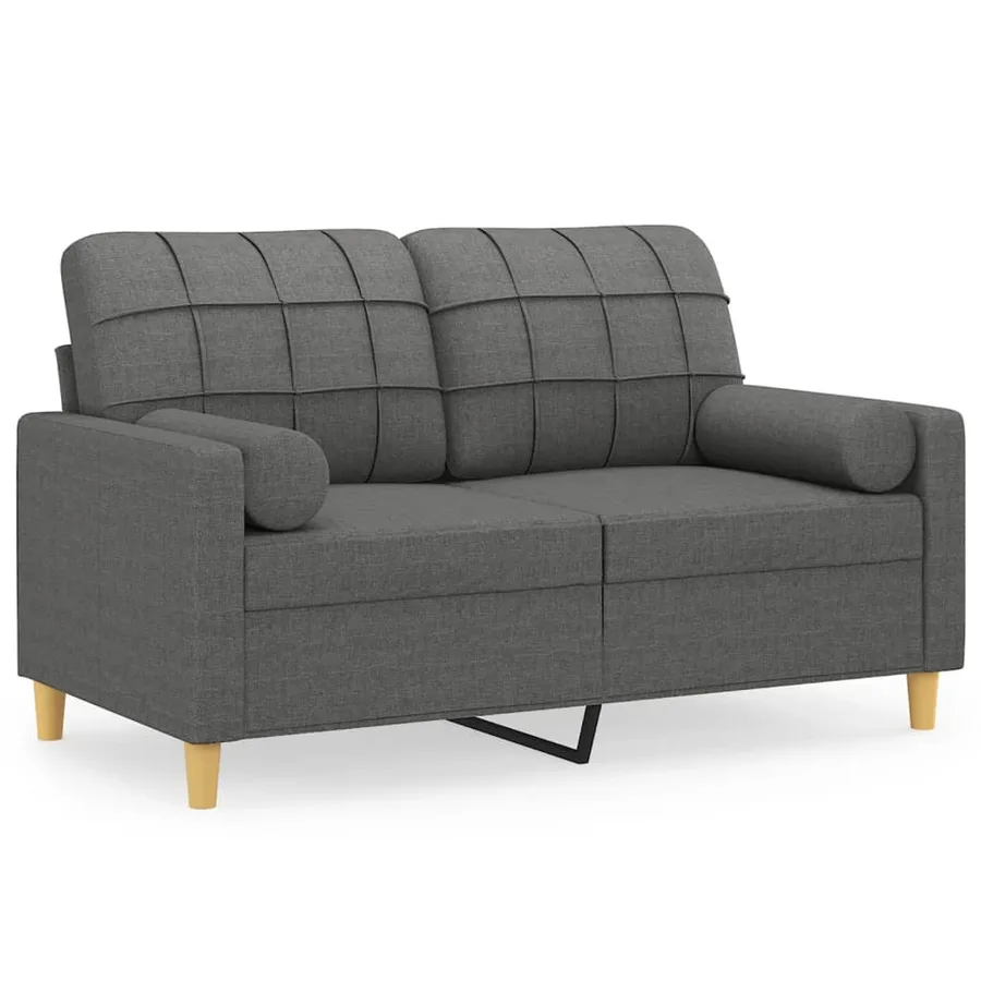 Canapé 2 places avec oreillers gris foncé 120 cm tissu - 2
