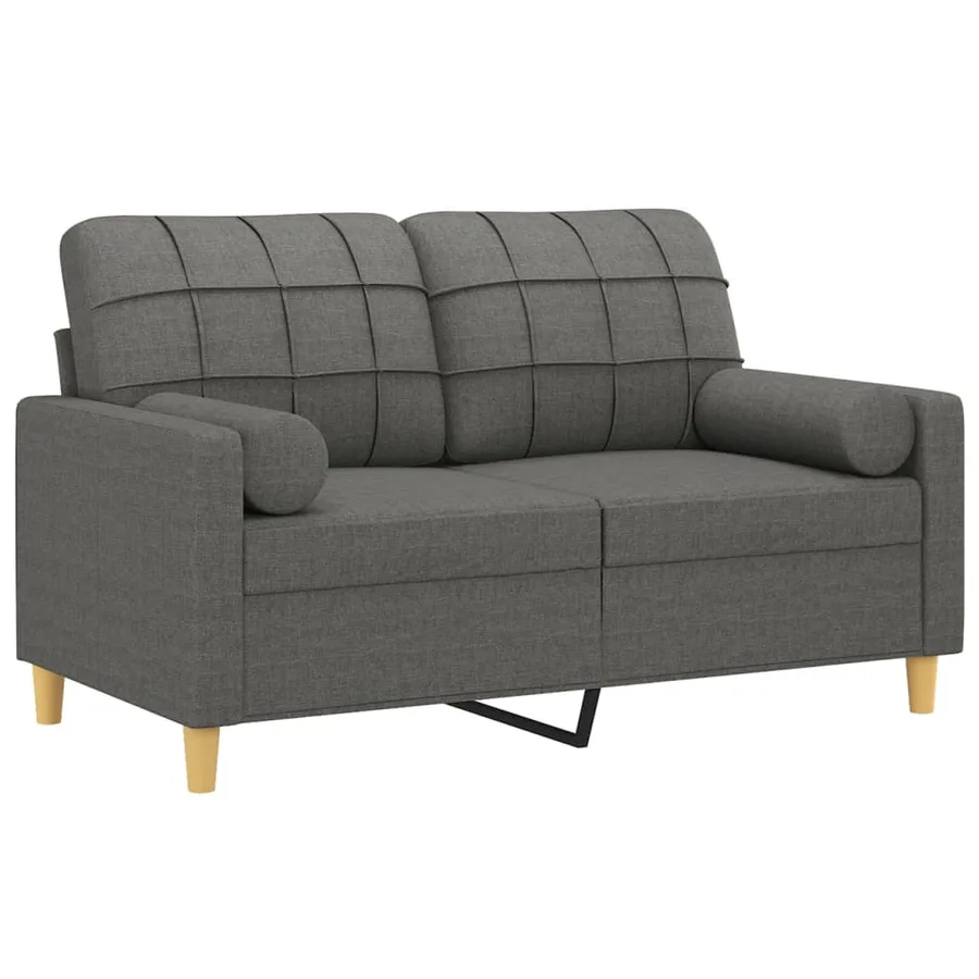 Canapé 2 places avec oreillers gris foncé 120 cm tissu - 3