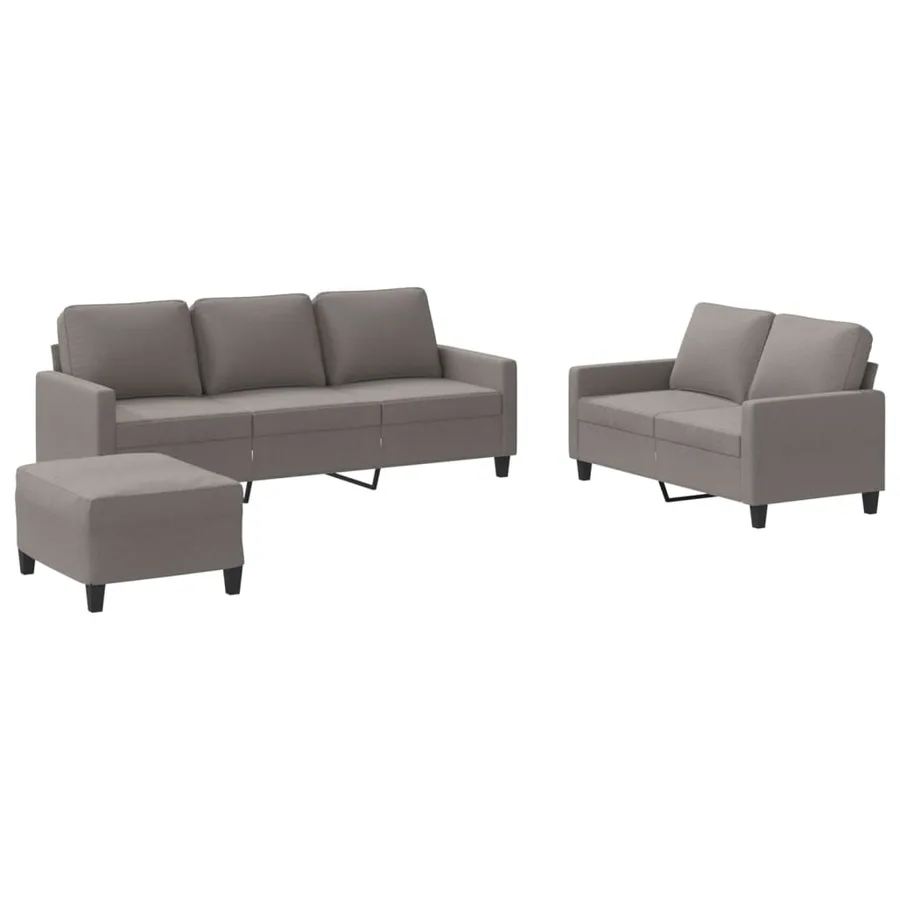 Ensemble de canapés 3 pcs avec coussins Taupe Tissu - 2