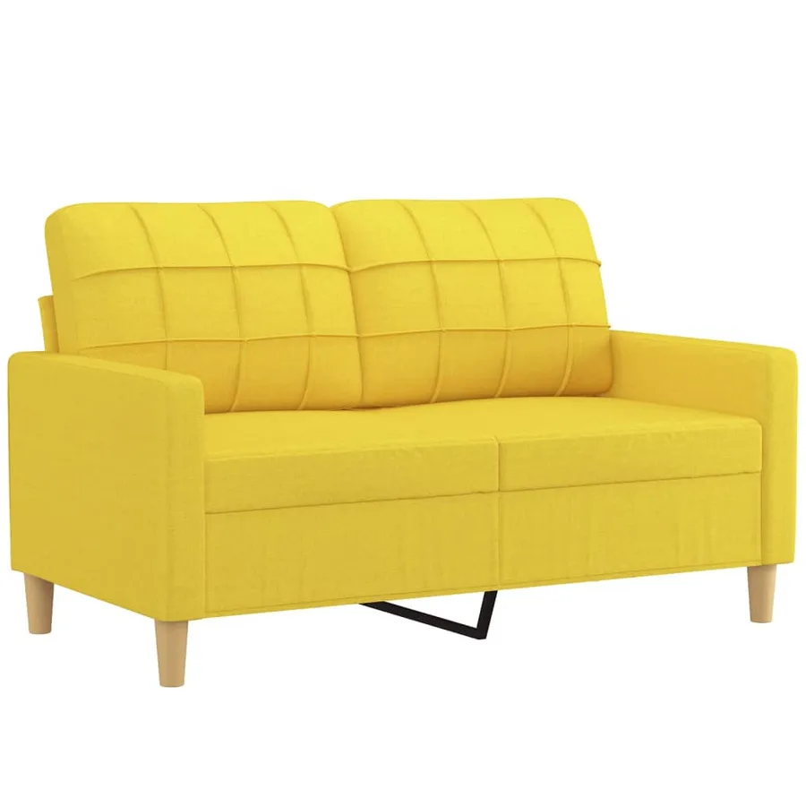 Ensemble de canapés 2 pcs avec coussins jaune clair tissu - 3