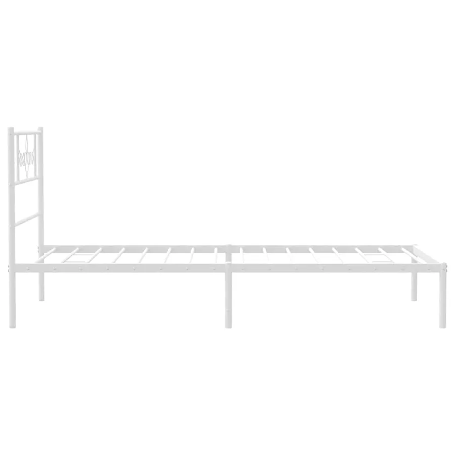 Cadre de lit métal sans matelas et tête de lit blanc 100x190 cm - 7