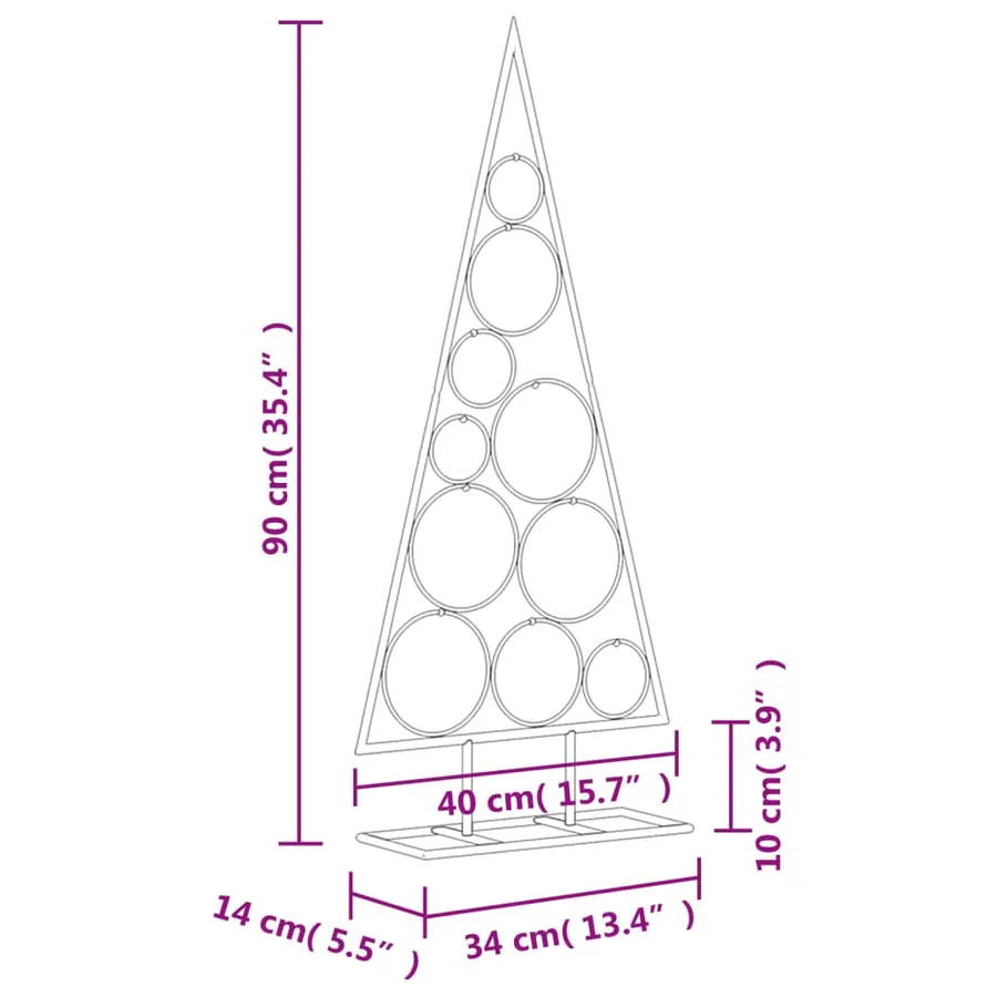 Arbre de Noël en métal pour décoration noir 90 cm - 7