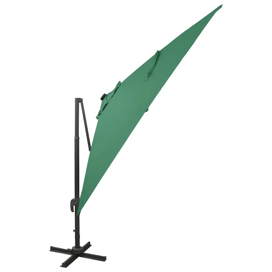 Parasol de jardin en porte-à-faux et mât et lumières LED vert - 2