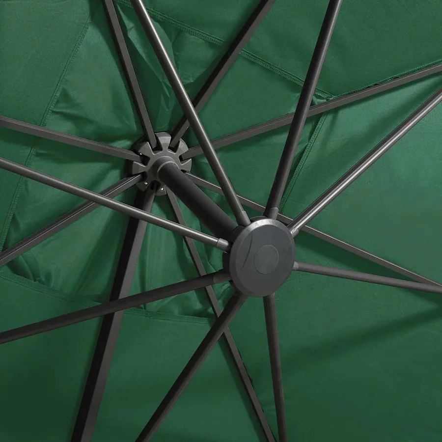 Parasol de jardin en porte-à-faux et mât et lumières LED vert - 9