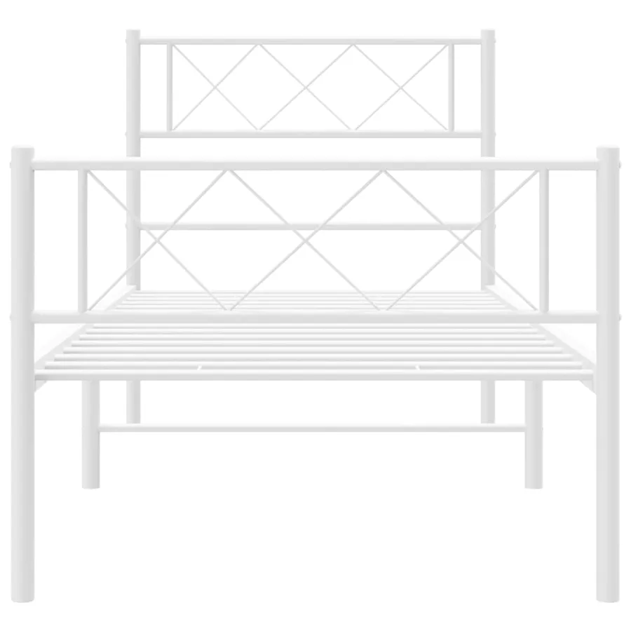 Cadre de lit métal sans matelas avec pied de lit blanc 90x200cm - 4