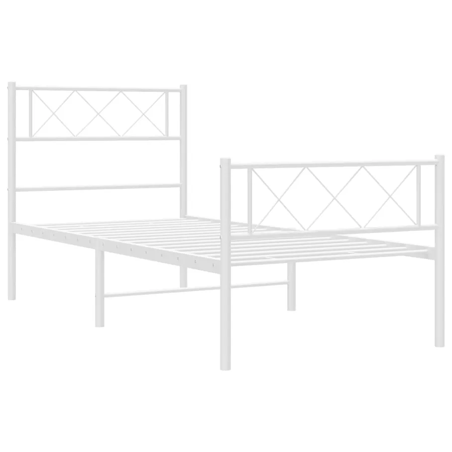 Cadre de lit métal sans matelas avec pied de lit blanc 90x200cm - 5