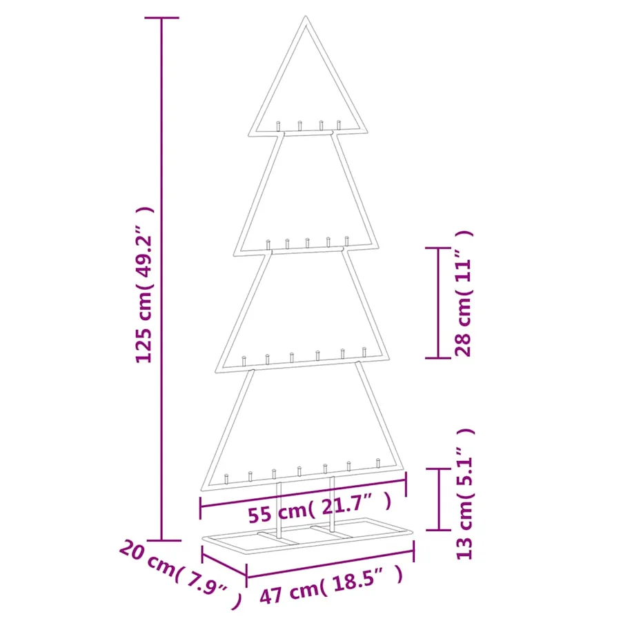 Arbre de Noël en métal pour décoration noir 125 cm - 7