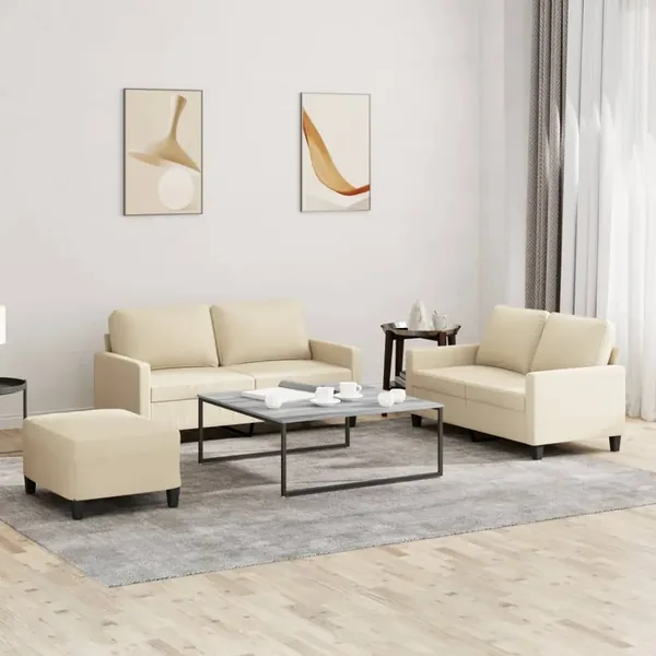 Ensemble de canapés 3 pcs avec coussins Crème Tissu