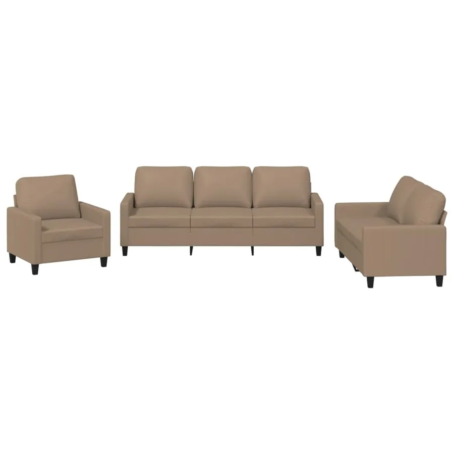 Ensemble de canapés 3 pcs avec coussins Cappuccino Similicuir - 2