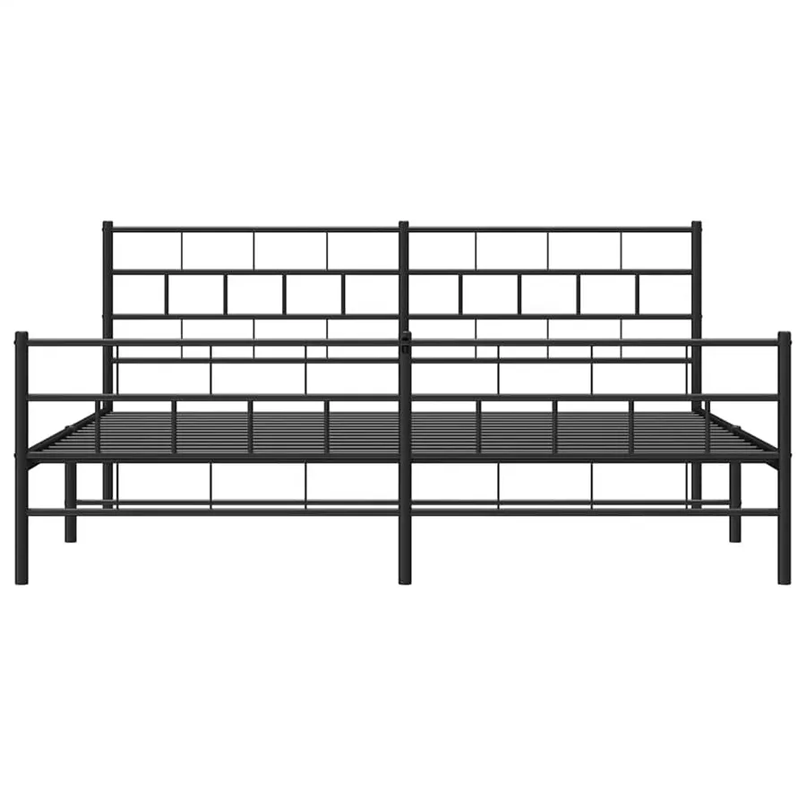 Cadre de lit métal sans matelas avec pied de lit noir 193x203cm - 6