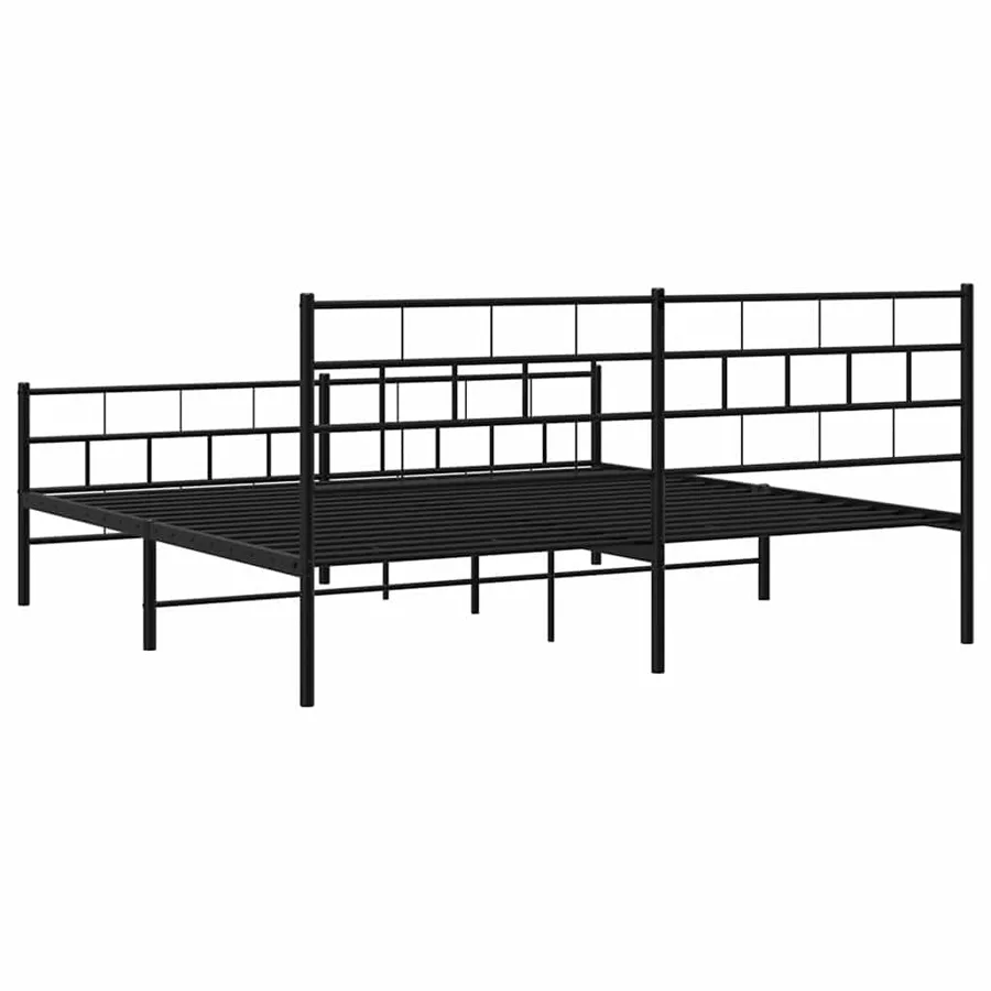 Cadre de lit métal sans matelas avec pied de lit noir 193x203cm - 8