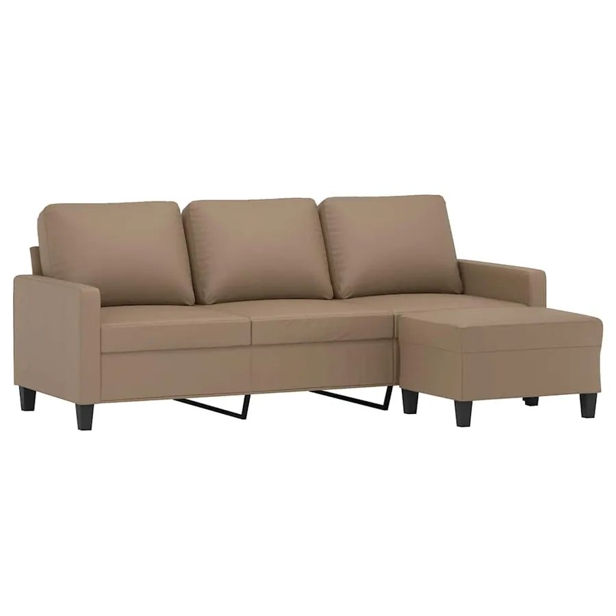 Canapé à 3 places avec repose-pieds Cappuccino 180cm Similicuir - 3