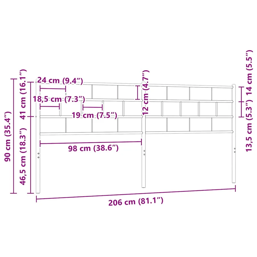 Tête de lit de remplacement métal noir 200 cm - 7