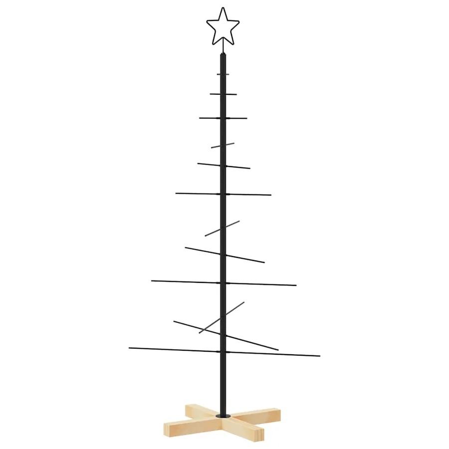 Arbre de Noël en métal avec base en bois noir 120 cm - 2
